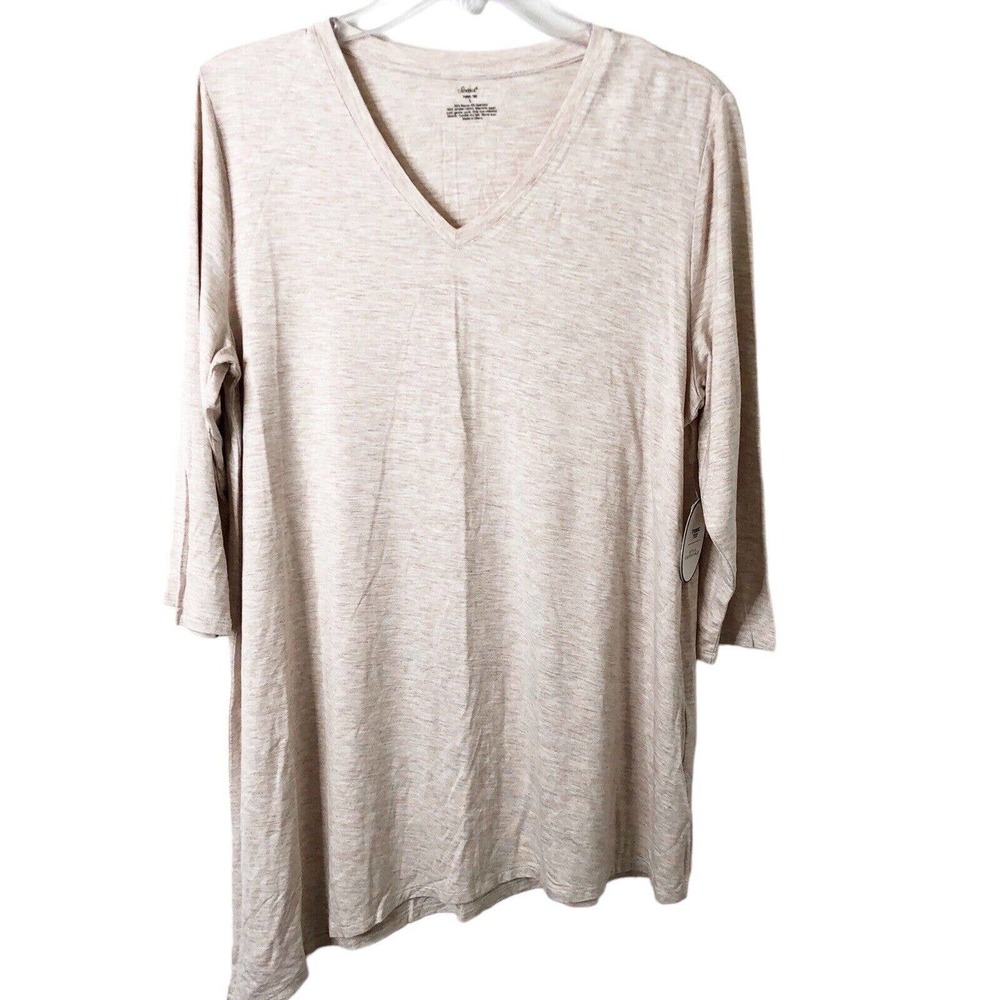 SOMA NWT Asymmetrical Hem 3/4 Sleeve Tunic Tee in Heather Blossom Size Large